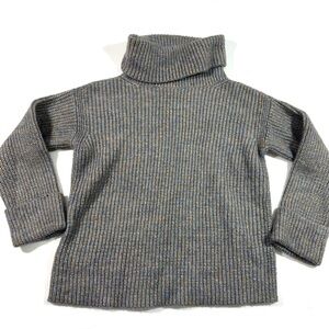 Ann Taylor Boxy Ribbed Sweater Blue MultiTurtleneck